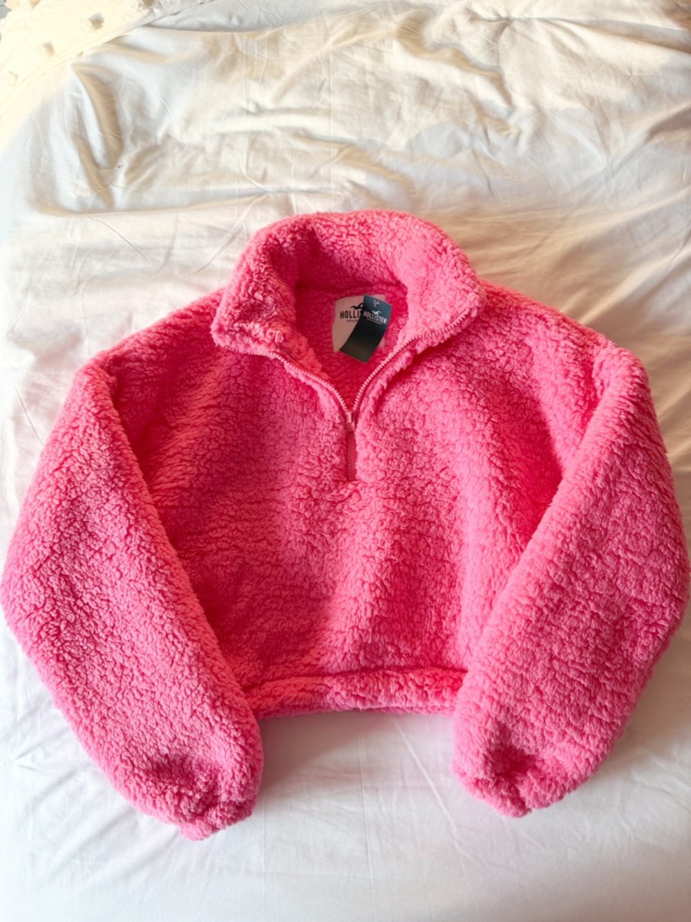 Hollister Pink Quarter Zip Sherpa Sweatshirt Size XS
